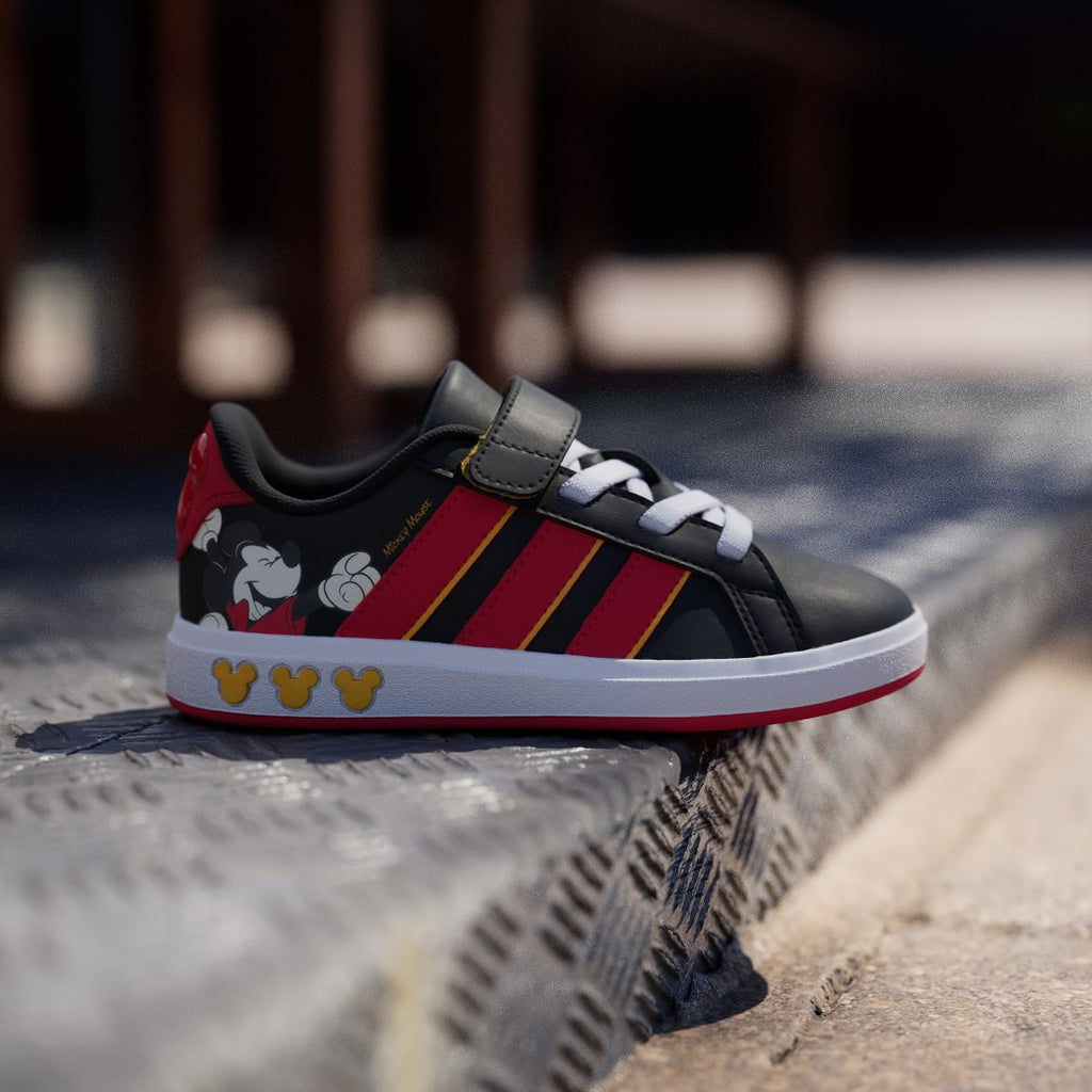 Adidas Kids' ADIDAS DISNEY MICKEY MOUSE GRAND COURT SHOES KIDS - Core Black / Pure Ruby / Crew Yellow - Image 3