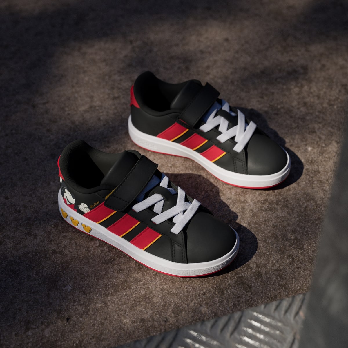 Adidas Kids' ADIDAS DISNEY MICKEY MOUSE GRAND COURT SHOES KIDS - Core Black / Pure Ruby / Crew Yellow - Image 5