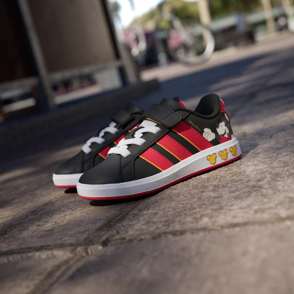 Adidas Kids' ADIDAS DISNEY MICKEY MOUSE GRAND COURT SHOES KIDS - Core Black / Pure Ruby / Crew Yellow - Image 8