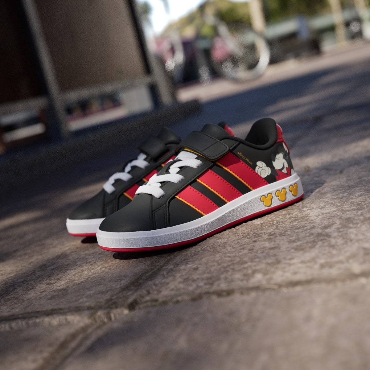 Adidas Kids' ADIDAS DISNEY MICKEY MOUSE GRAND COURT SHOES KIDS - Core Black / Pure Ruby / Crew Yellow - Image 8