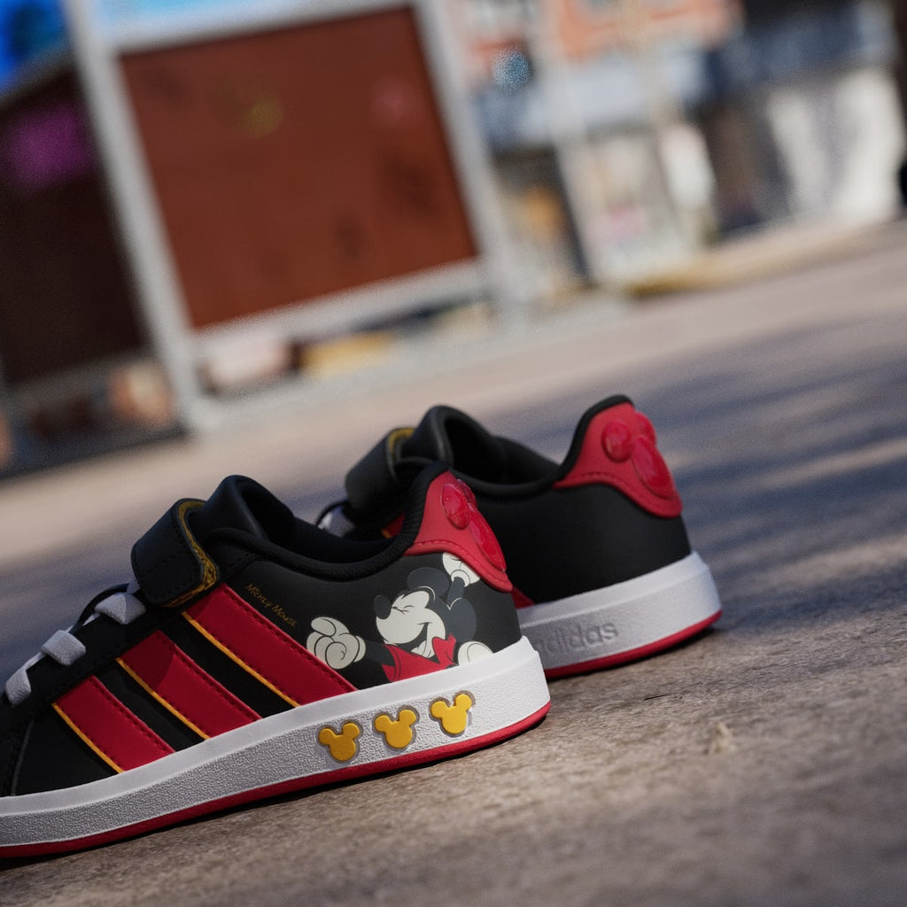 Adidas Kids' ADIDAS DISNEY MICKEY MOUSE GRAND COURT SHOES KIDS - Core Black / Pure Ruby / Crew Yellow - Image 9