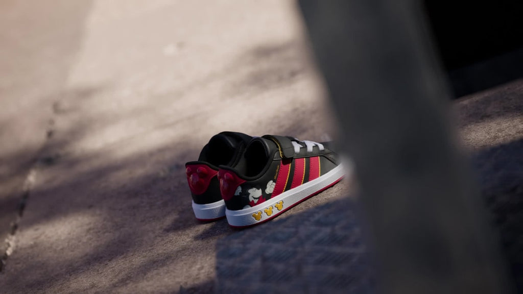 Adidas Kids' ADIDAS DISNEY MICKEY MOUSE GRAND COURT SHOES KIDS - Core Black / Pure Ruby / Crew Yellow - Image 2