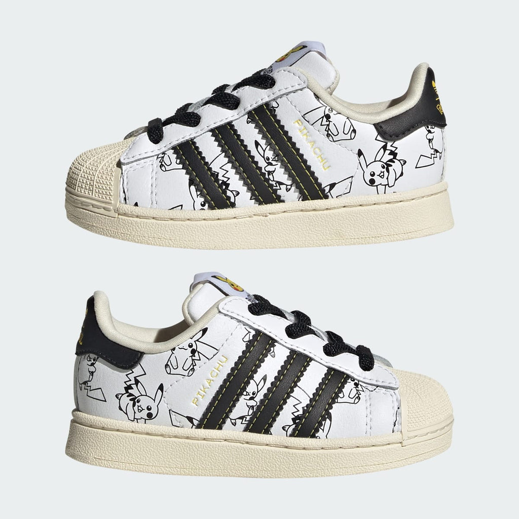 Adidas Kids' ADIDAS Pokémon SUPERSTAR II ELASTIC LACE SHOES - Cloud White / Core Black / Gold Metallic - Image 9