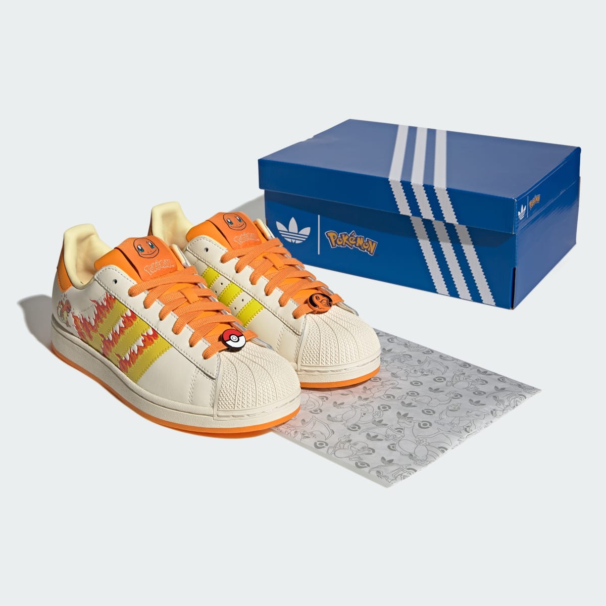 Adidas Men's ADIDAS Pokémon SUPERSTAR II SHOES - Cream White / Shock Yellow / Bright Orange - Image 8