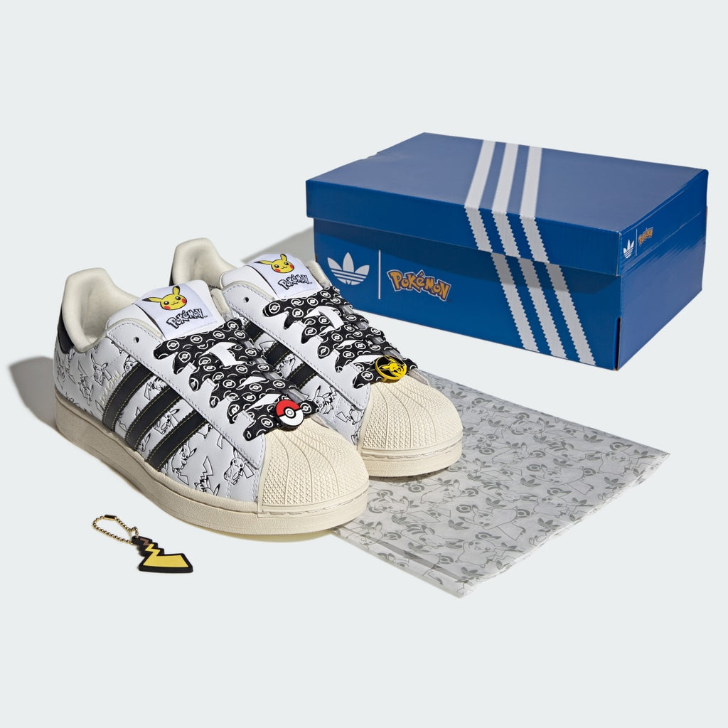 Adidas Women's ADIDAS Pokémon SUPERSTAR II SHOES - Cloud White / Core Black / Gold Metallic - Image 8
