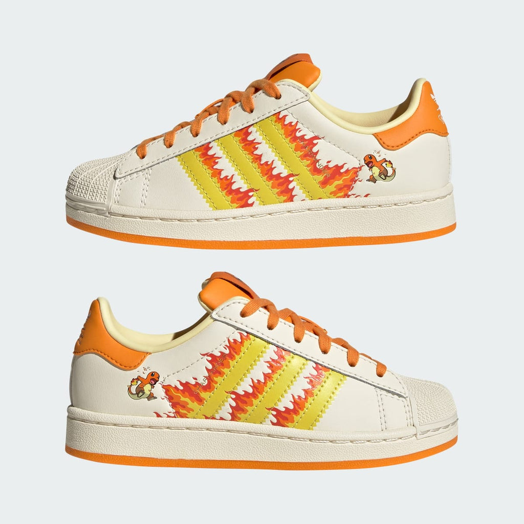 Adidas Kids' ADIDAS Pokémon SUPERSTAR II SHOES - Cream White / Shock Yellow / Bright Orange - Image 7