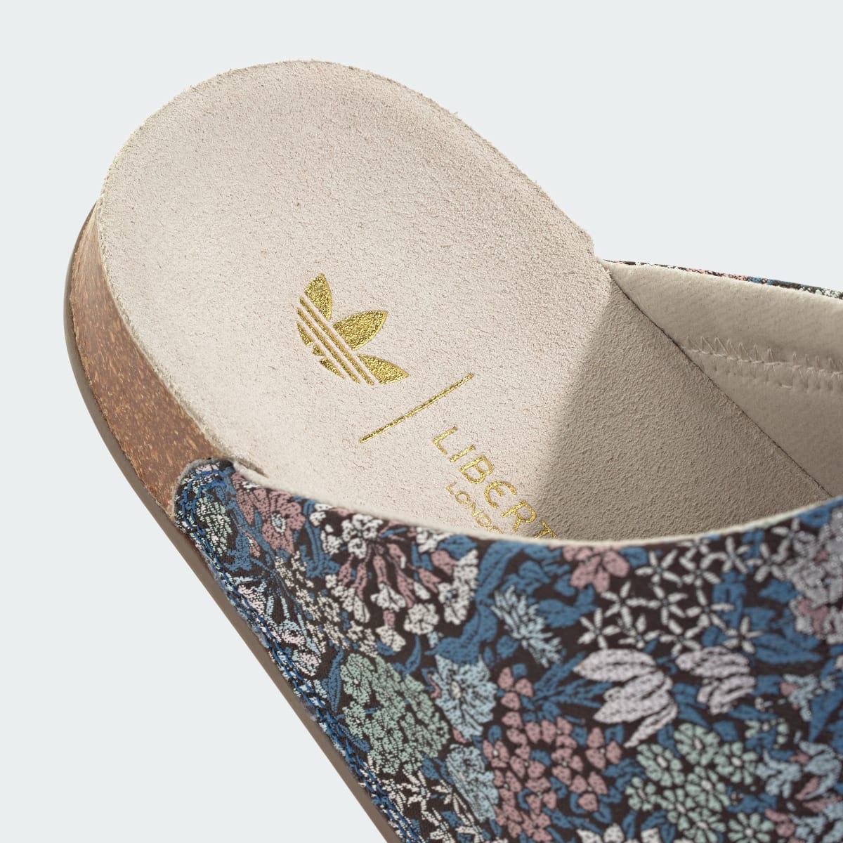 Adidas Women's ADIMULE X LIBERTY LONDON SLIDES - Wonder Beige / Gold Metallic / Gum - Image 9