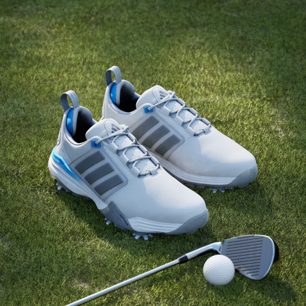 Adidas Men's ADIPOWER 26 GOLF SHOES - Dash Grey / Iron Metallic / Lucid Ray Blue - Image 5