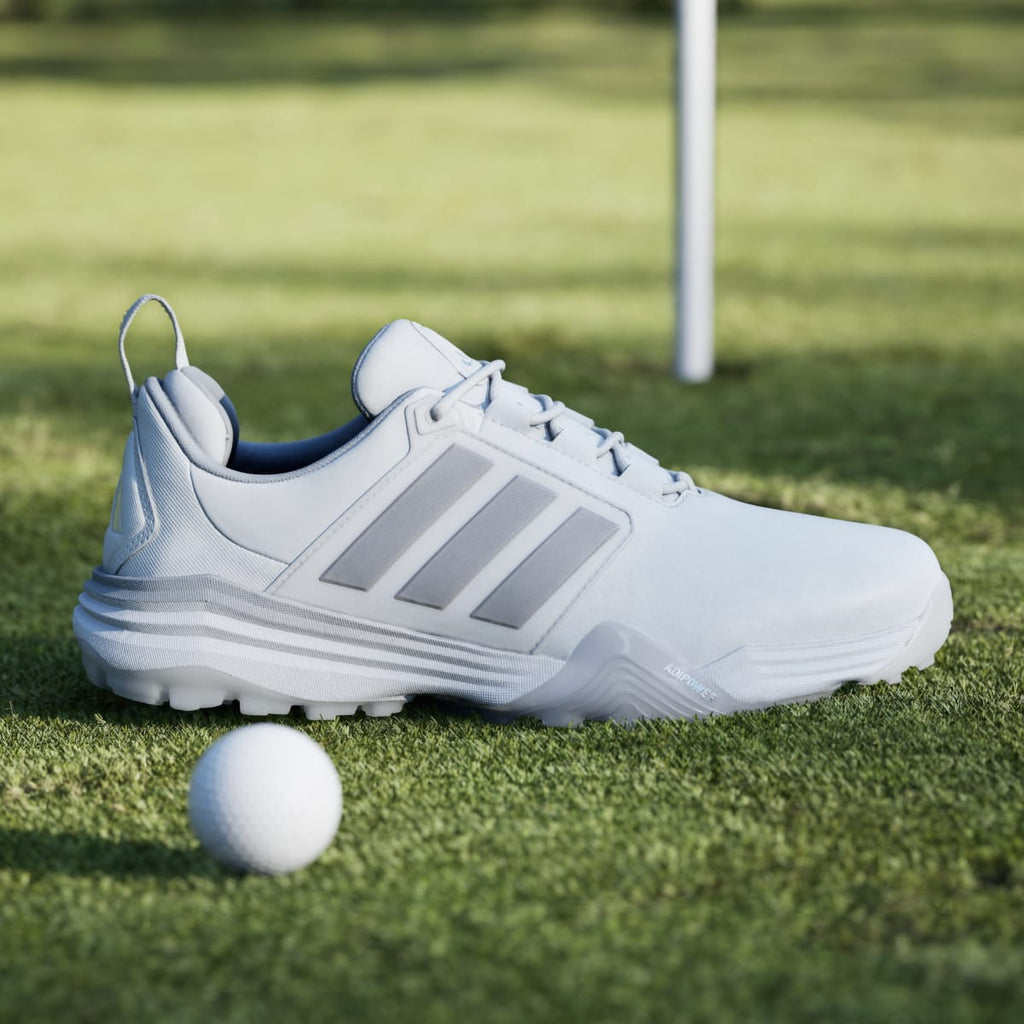 Adidas Men's ADIPOWER 26 SPIKELESS GOLF SHOES - Cloud White / Silver Metallic / Halo Silver - Image 3