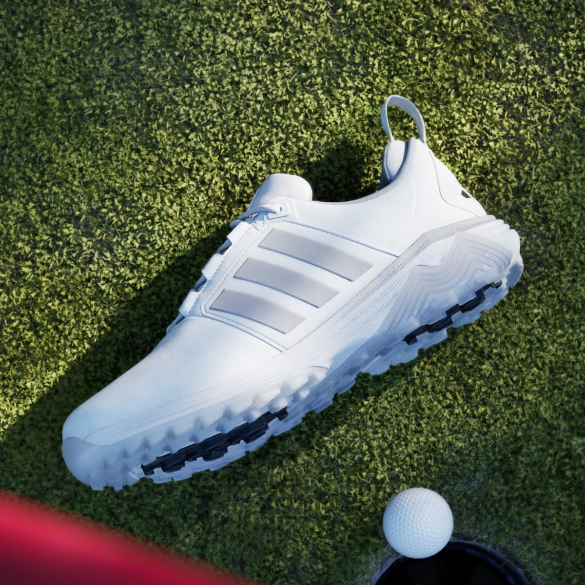 Adidas Men's ADIPOWER 26 SPIKELESS GOLF SHOES - Cloud White / Silver Metallic / Halo Silver - Image 7