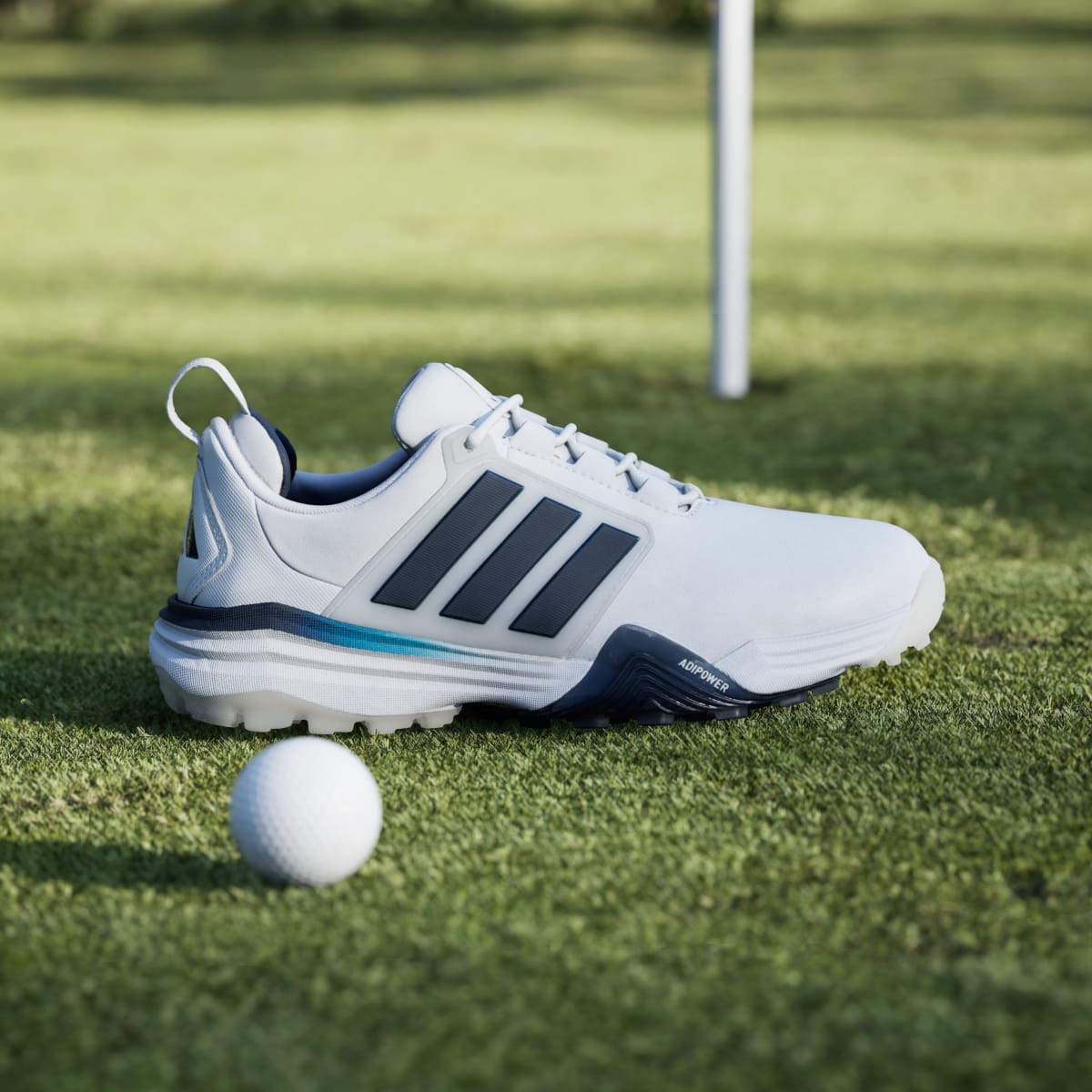 Adidas Women's ADIPOWER 26 SPIKELESS GOLF SHOES - Cloud White / Collegiate Navy / Crystal White - Image 3