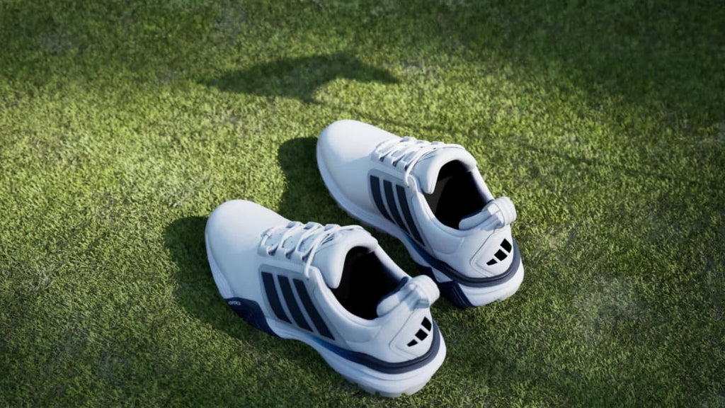 Adidas Women's ADIPOWER 26 SPIKELESS GOLF SHOES - Cloud White / Collegiate Navy / Crystal White - Image 2