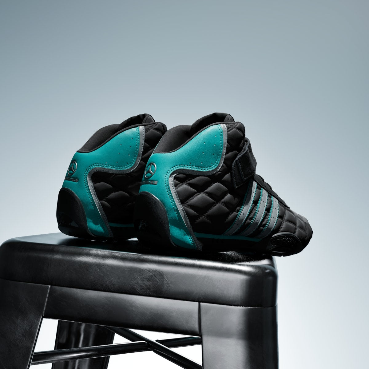 Adidas Women's ADIRACER HI MERCEDES AMG PETRONAS F1 TEAM SHOES - Core Black / Matte Silver / Semi Mint Rush - Image 6