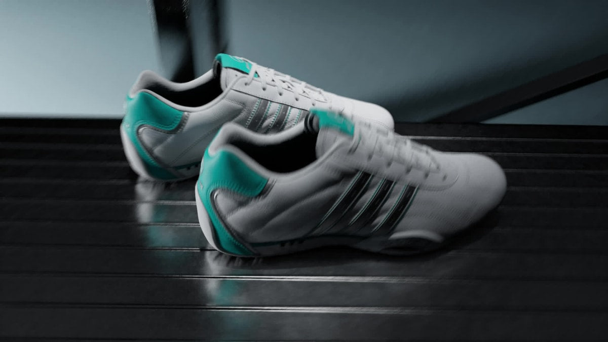 Adidas Women's ADIRACER LO MERCEDES AMG PETRONAS F1 TEAM SHOES - Cloud White / Matte Silver / Semi Mint Rush - Image 2