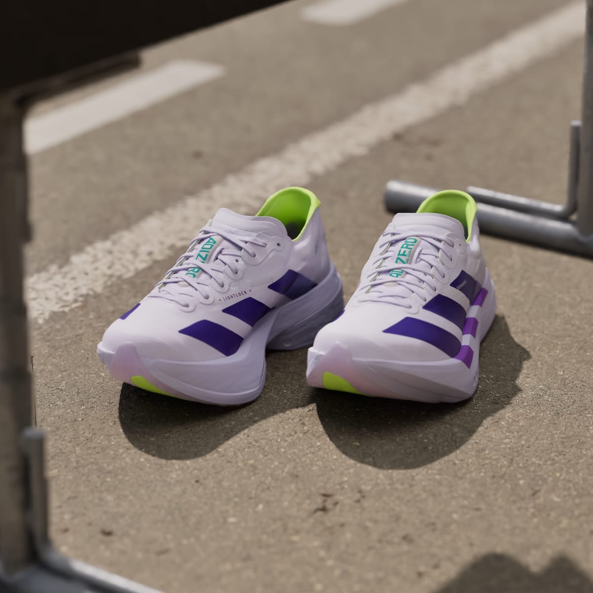Adidas Women's ADIZERO ADIOS PRO 4 RUNNING SHOES - Purple Tint / Solar Purple / Signal Green - Image 5