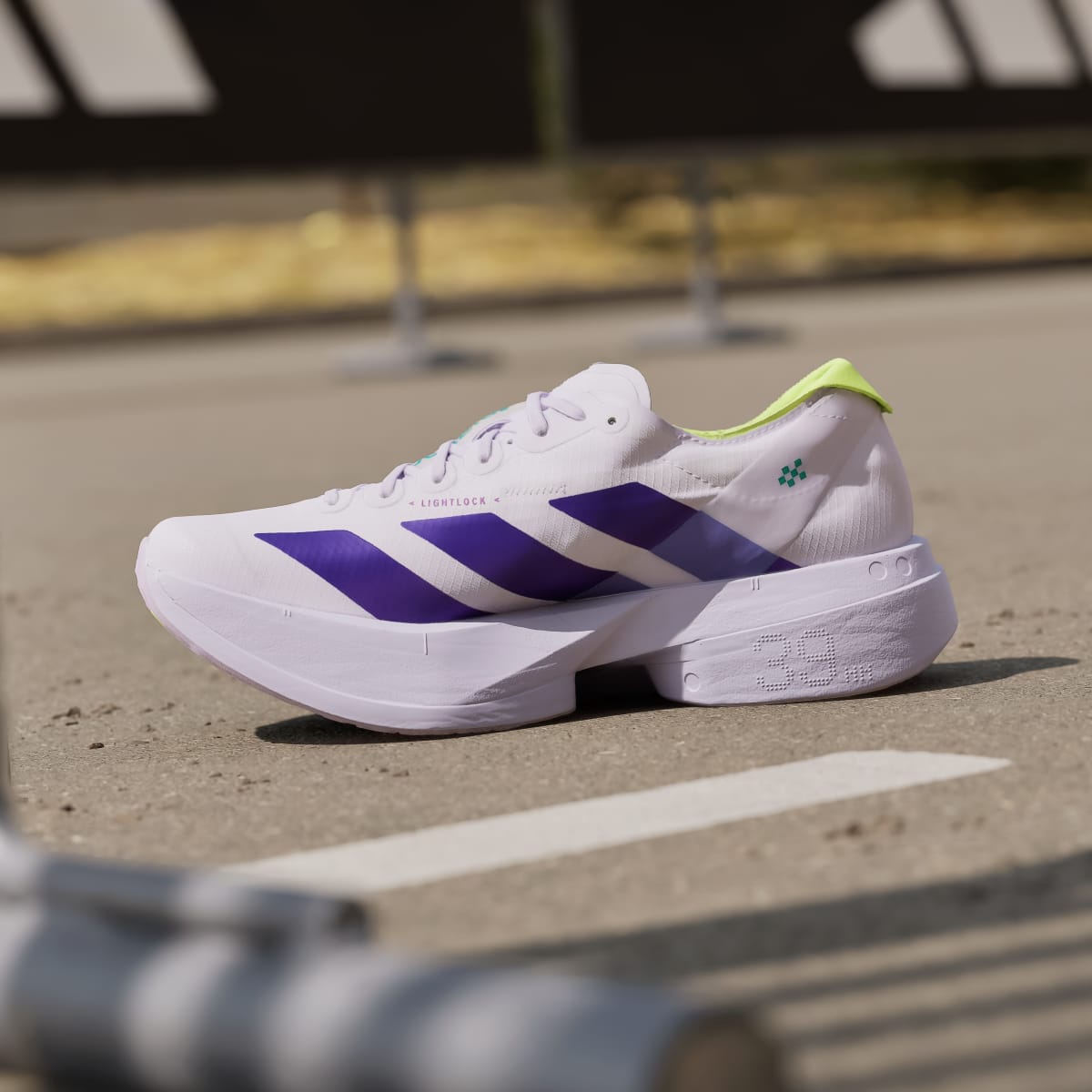 Adidas Women's ADIZERO ADIOS PRO 4 RUNNING SHOES - Purple Tint / Solar Purple / Signal Green - Image 7