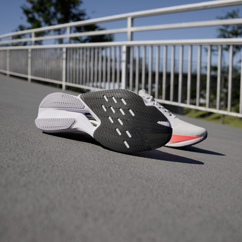 Adidas Men's Adizero Boston 12 Shoes - Cloud White / Aurora Met. / Solar Red - Image 4