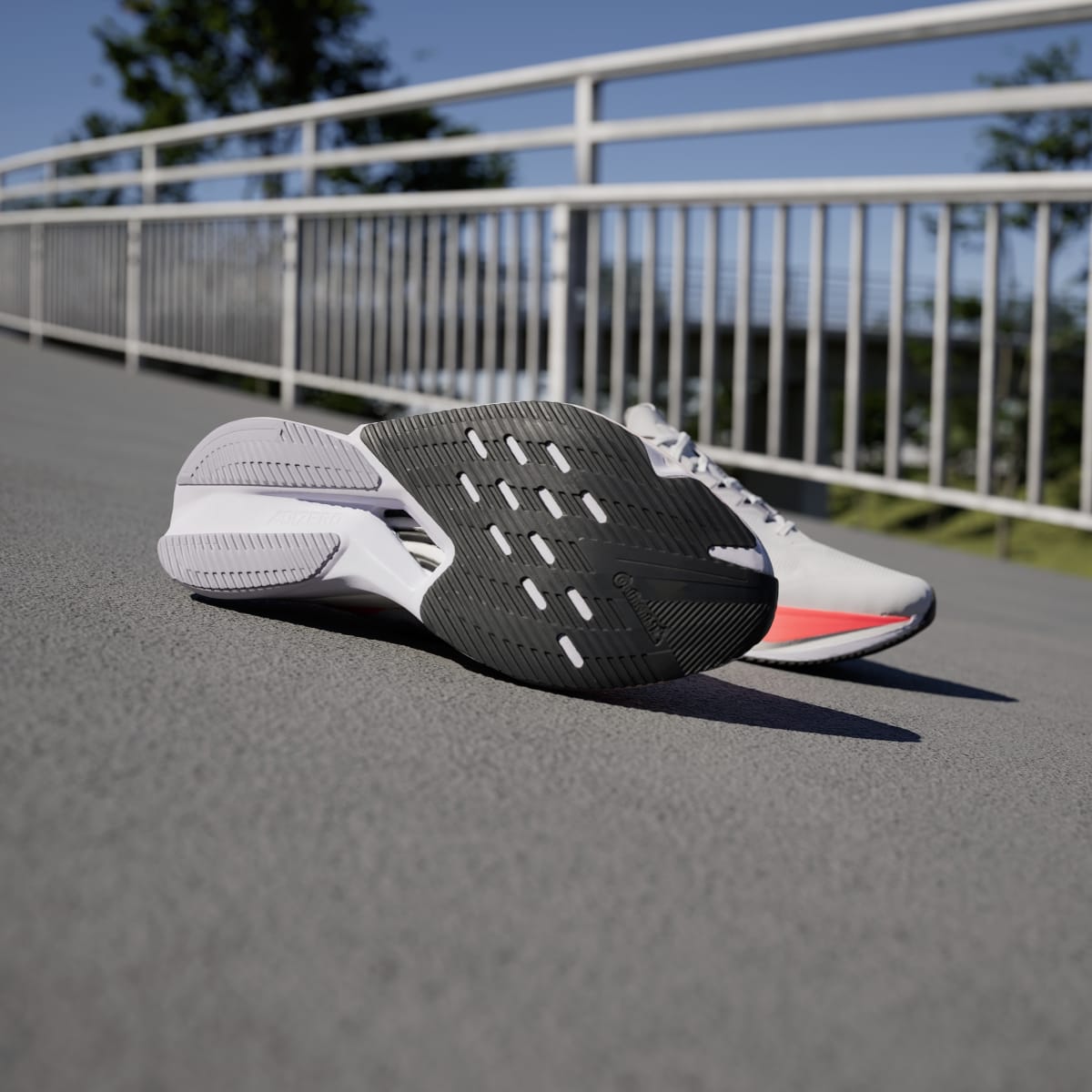 Adidas Men's Adizero Boston 12 Shoes - Cloud White / Aurora Met. / Solar Red - Image 4