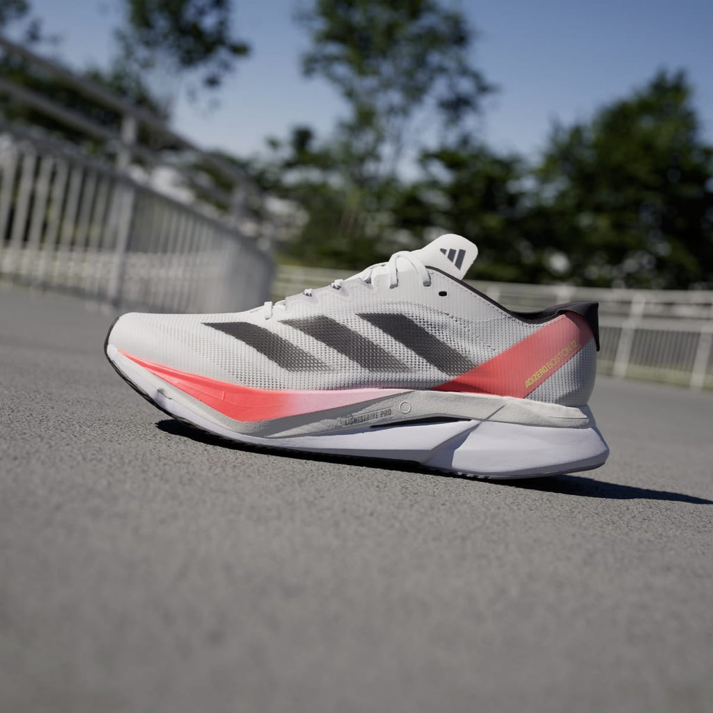 Adidas Men's Adizero Boston 12 Shoes - Cloud White / Aurora Met. / Solar Red - Image 7