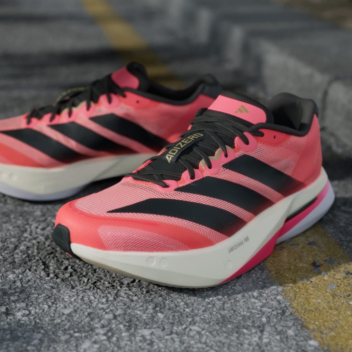 Adidas Men's Adizero Boston 13 Shoes - Solar Turbo / Carbon / Charcoal - Image 9