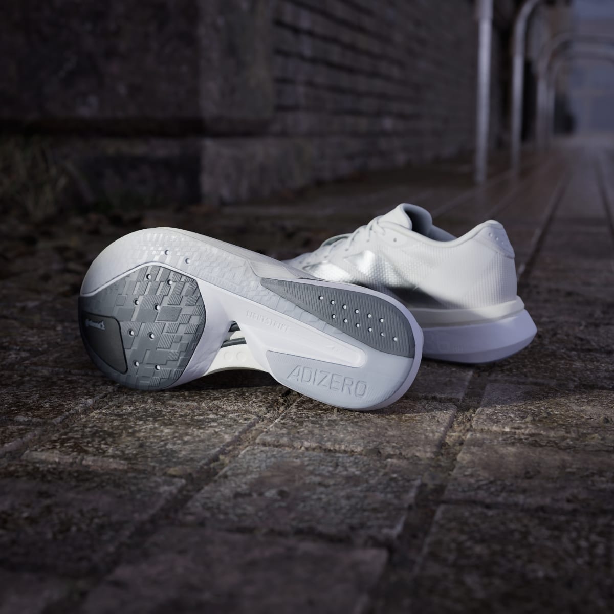 Adidas Women's Adizero Boston 13 Shoes - Cloud White / Matte Silver / Dash Grey - Image 4