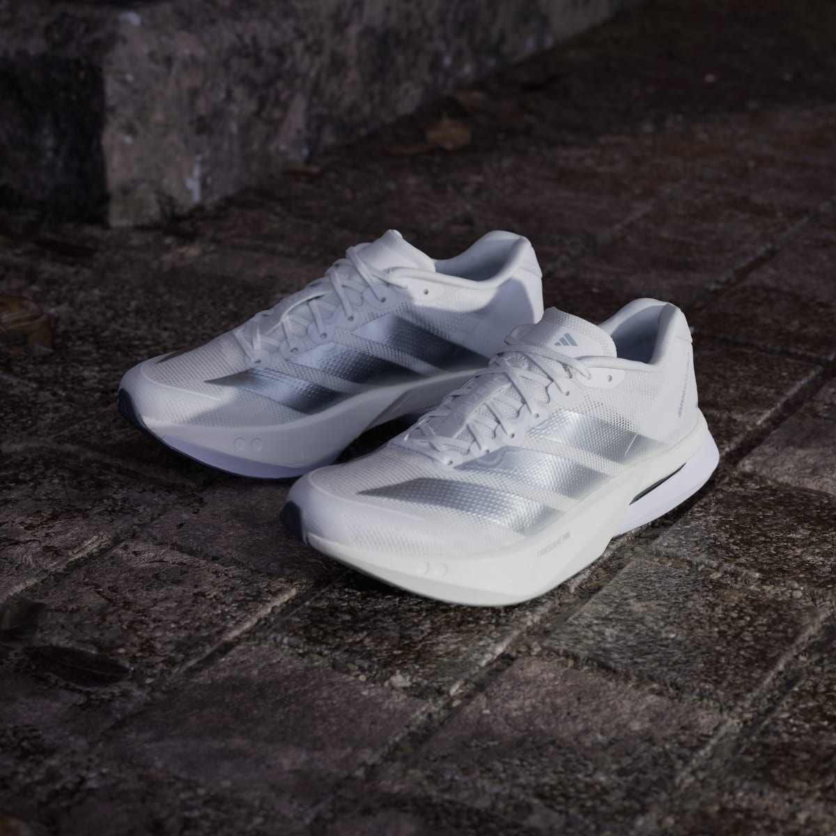 Adidas Women's Adizero Boston 13 Shoes - Cloud White / Matte Silver / Dash Grey - Image 5