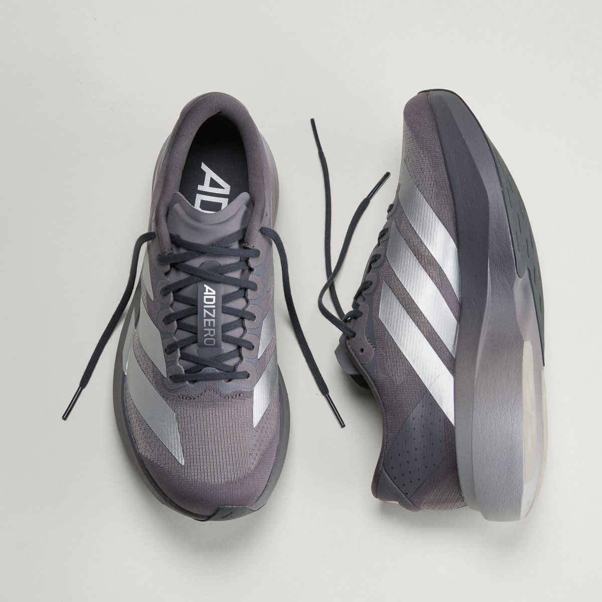 Adidas Men's Adizero EVO SL Shoes - Grey Strata / Silver Metallic / Light Granite - Image 4