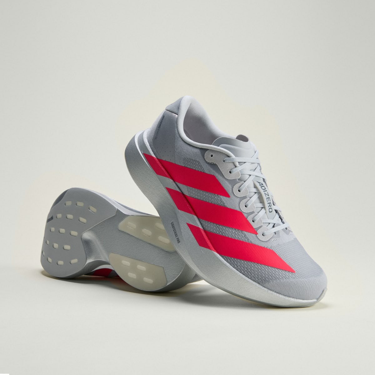 Adidas Men's Adizero EVO SL Shoes - Silver Metallic / Lucid Red / Iron Metallic - Image 1