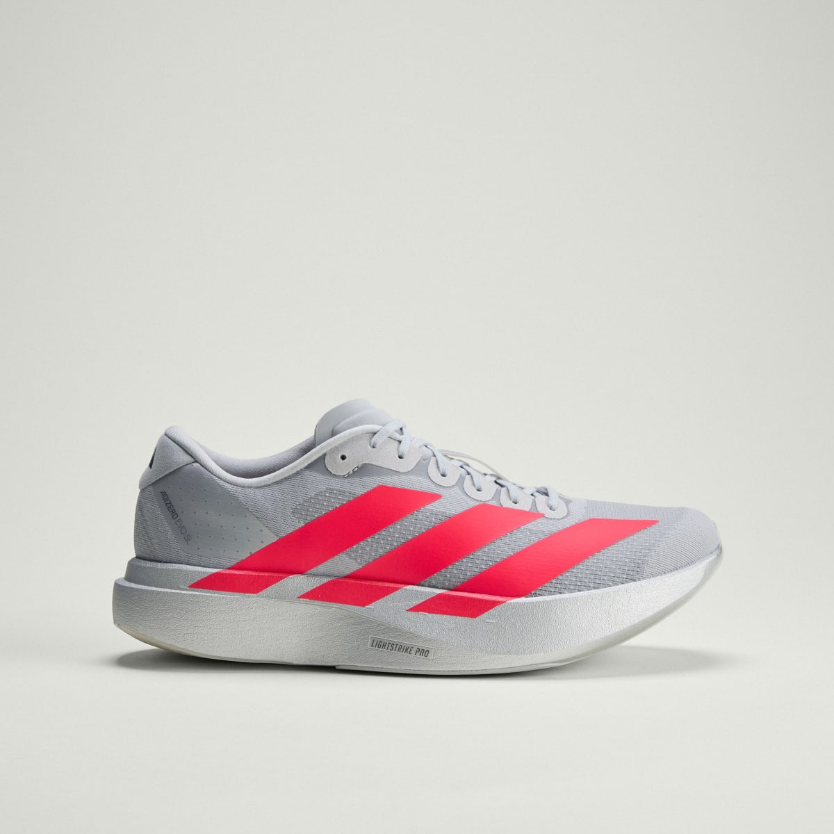 Adidas Men's Adizero EVO SL Shoes - Silver Metallic / Lucid Red / Iron Metallic - Image 3