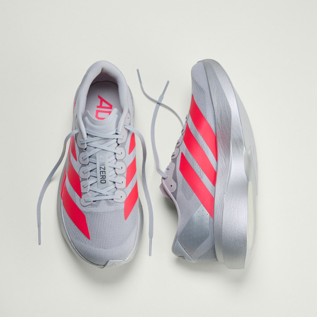 Adidas Men's Adizero EVO SL Shoes - Silver Metallic / Lucid Red / Iron Metallic - Image 4