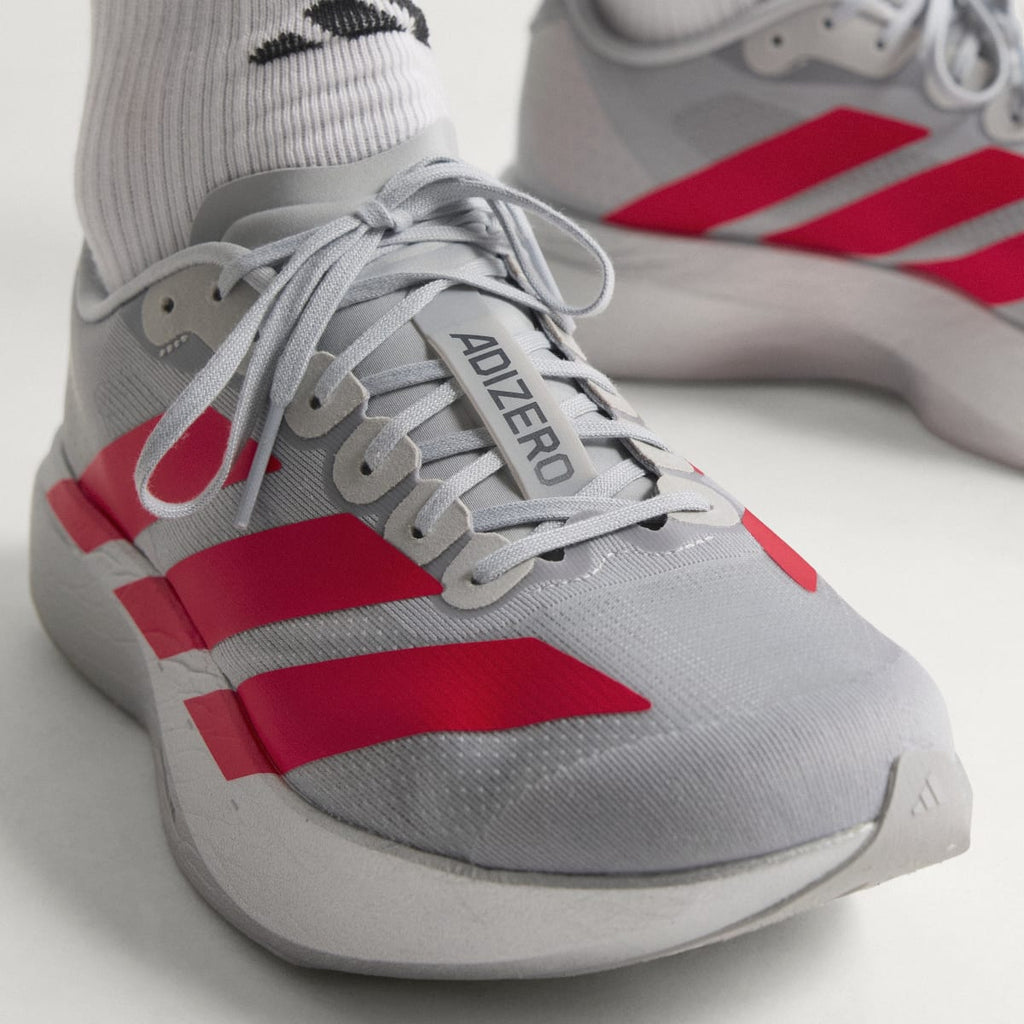 Adidas Men's Adizero EVO SL Shoes - Silver Metallic / Lucid Red / Iron Metallic - Image 5