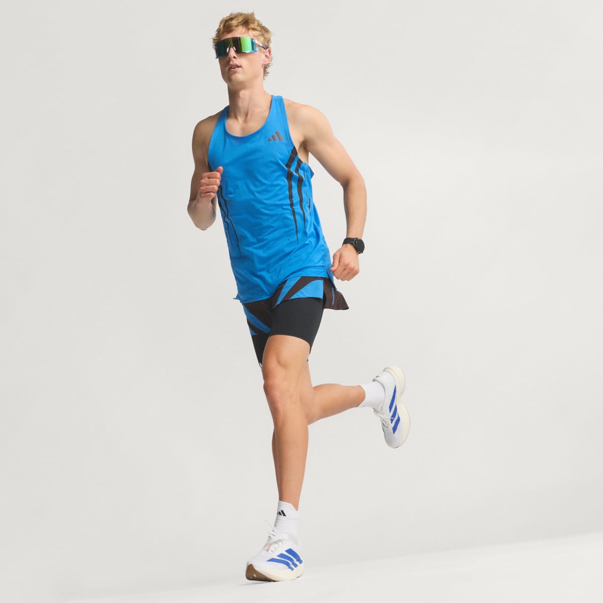 Adidas Men's Adizero EVO SL Shoes - Cloud White / Royal Blue / Pure Ruby - Image 9
