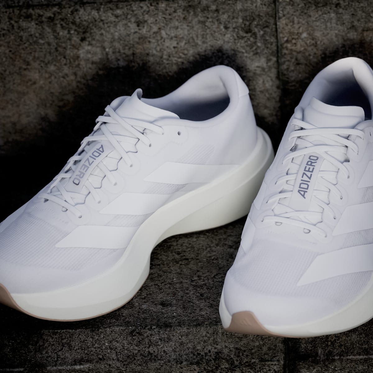 Adidas Men's Adizero EVO SL Shoes - Cloud White / Cloud White / Warm Sandstone - Image 9