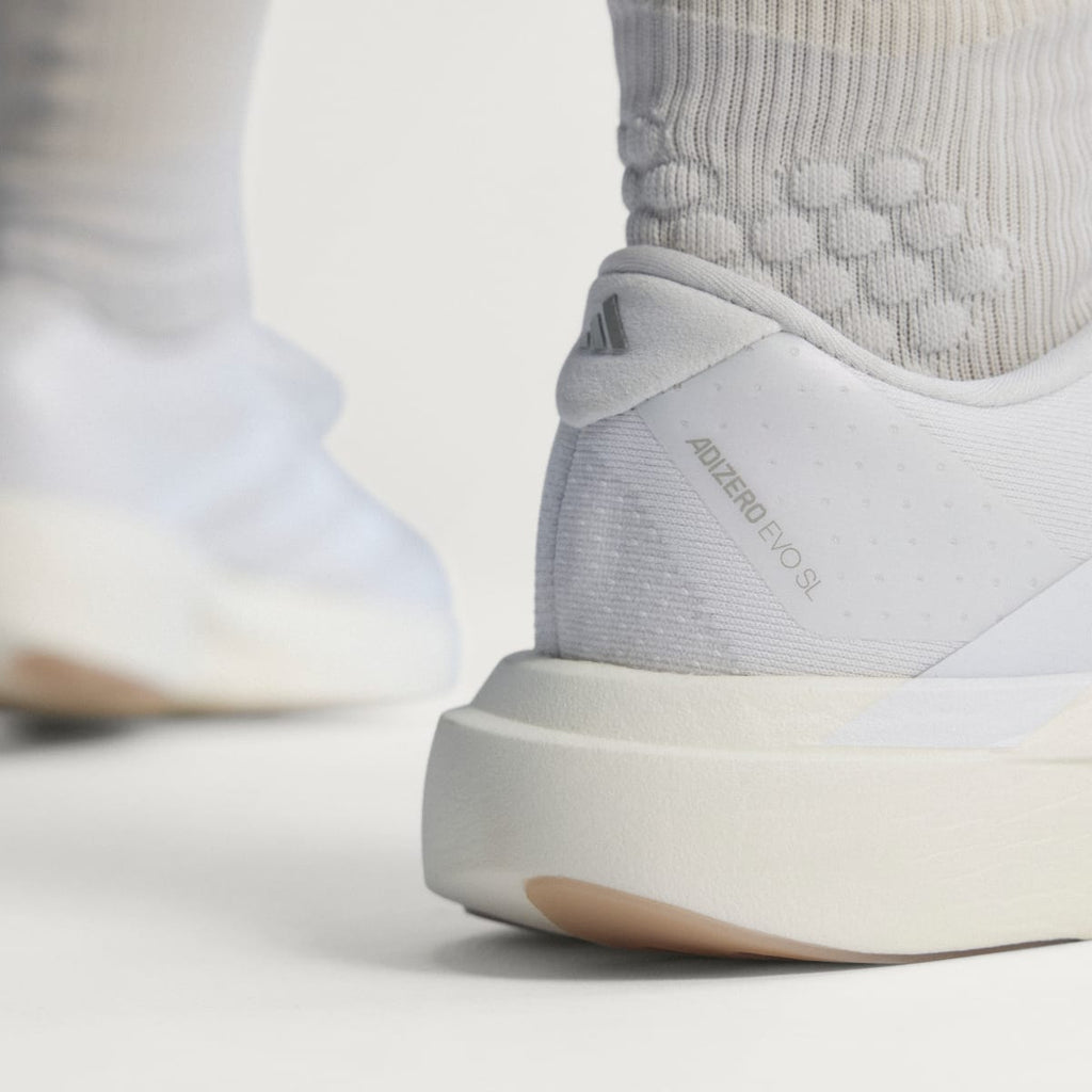 Adidas Women's Adizero EVO SL Shoes - Cloud White / Cloud White / Warm Sandstone - Image 9