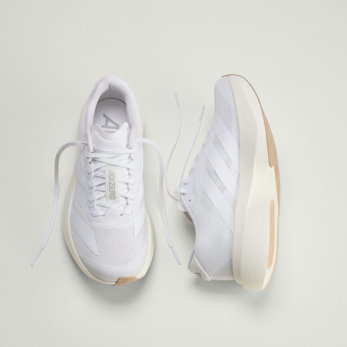 Adidas Women's Adizero EVO SL Shoes - Cloud White / Cloud White / Warm Sandstone - Image 4