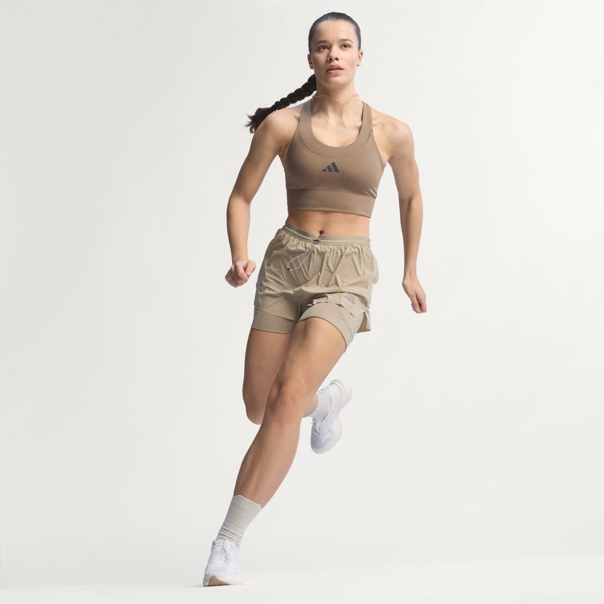 Adidas Women's Adizero EVO SL Shoes - Cloud White / Cloud White / Warm Sandstone - Image 6