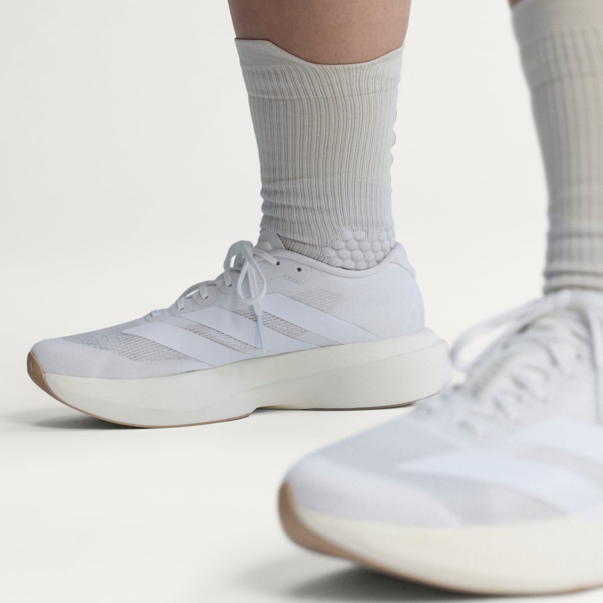 Adidas Women's Adizero EVO SL Shoes - Cloud White / Cloud White / Warm Sandstone - Image 8