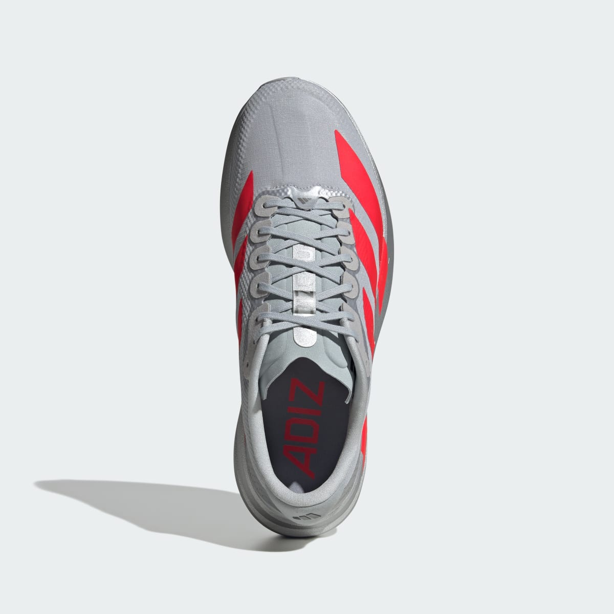 Adidas Men's Adizero EVO SL Woven Running Shoes - Silver Metallic / Lucid Red / Iron Metallic - Image 2