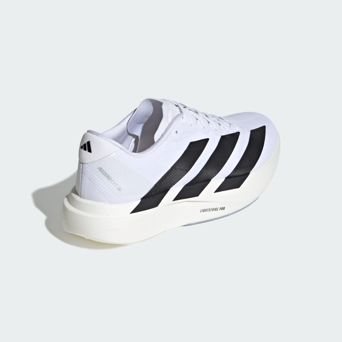 Adidas Men's Adizero EVO SL Woven Running Shoes - Cloud White / Core Black / Dash Grey - Image 5