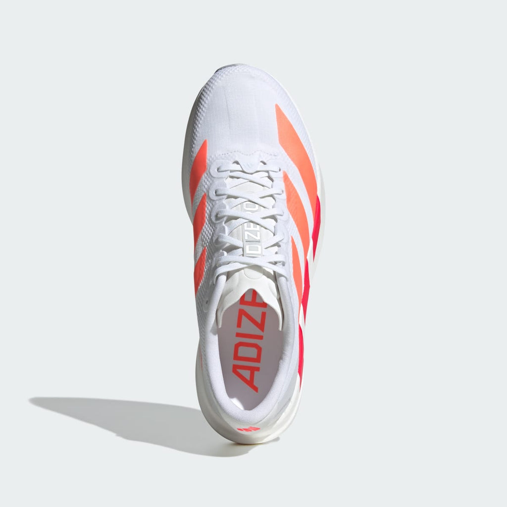 Adidas Men's Adizero EVO SL Woven Running Shoes - Cloud White / Lucid Orange / Lucid Red - Image 2