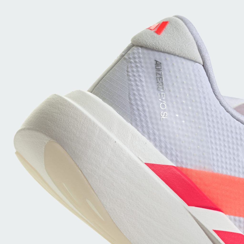 Adidas Men's Adizero EVO SL Woven Running Shoes - Cloud White / Lucid Orange / Lucid Red - Image 8