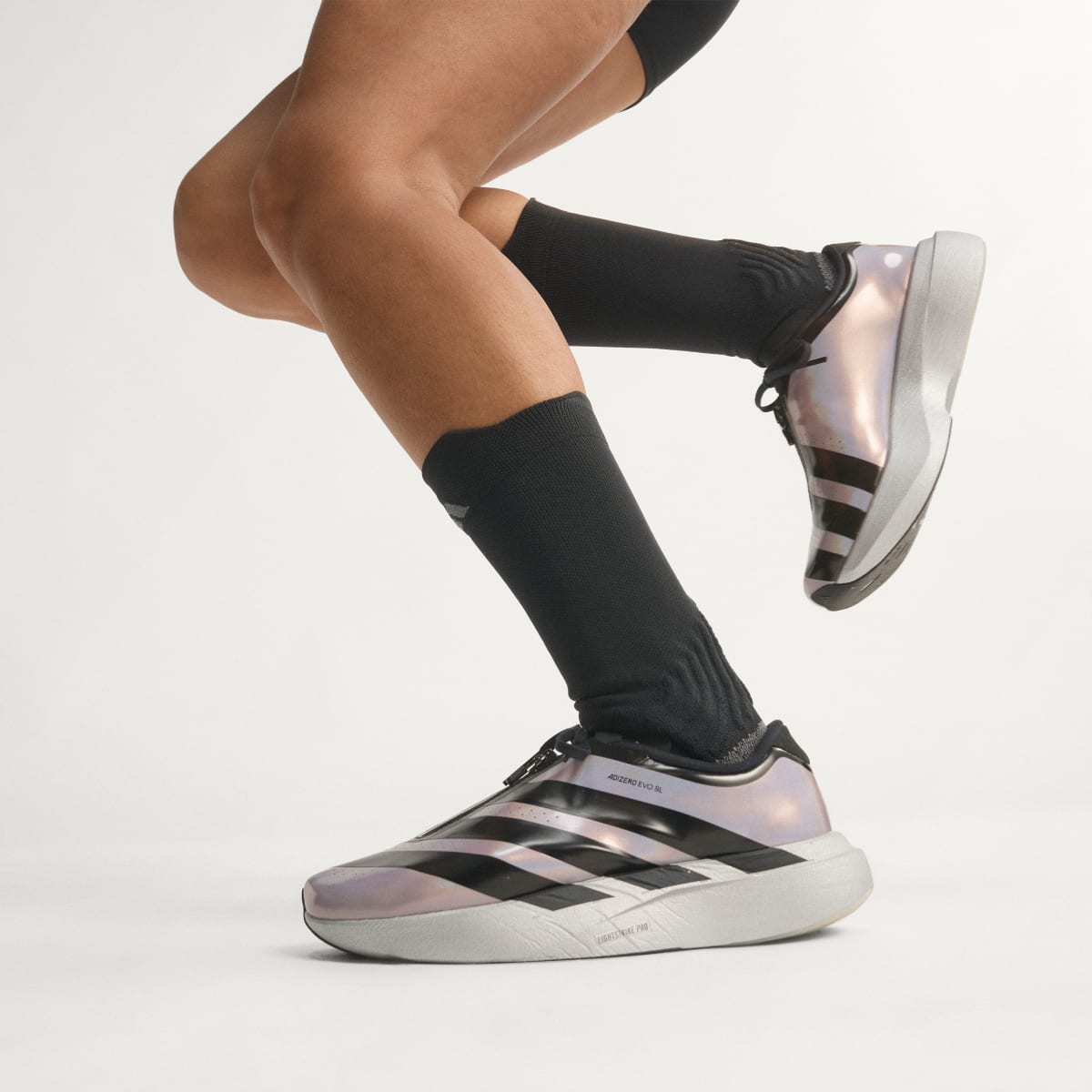 Adidas Women's Adizero EVO SL ZIP Shoes - Silver Metallic / Core Black / Halo Silver - Image 8