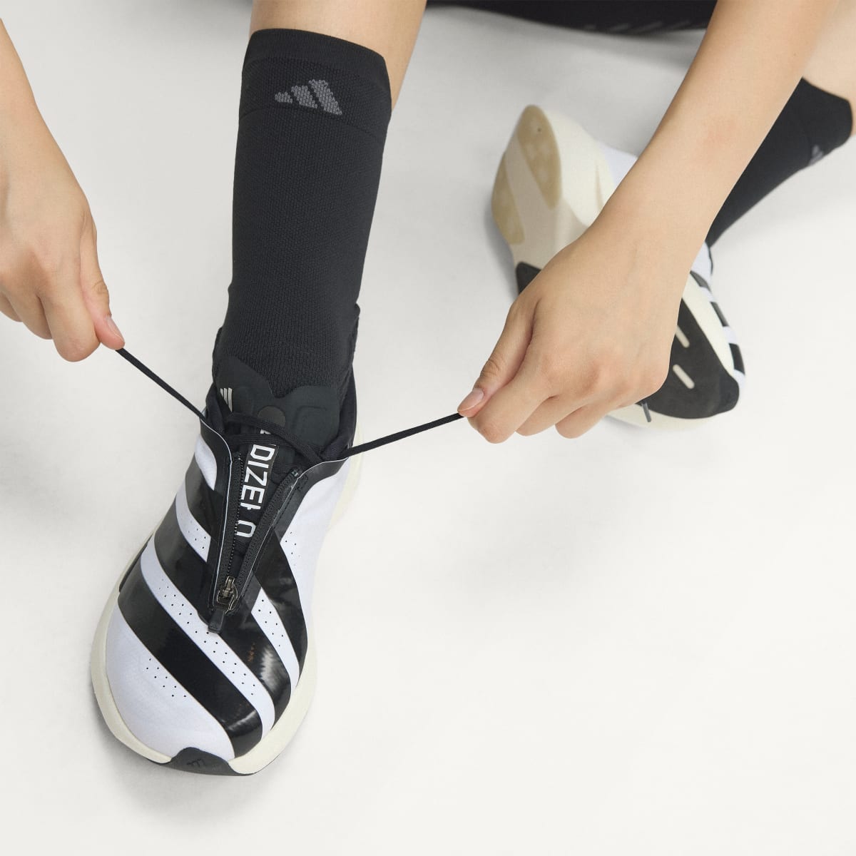 Adidas Women's Adizero EVO SL Zip Running Shoes - Cloud White / Core Black / Silver Metallic - Image 10