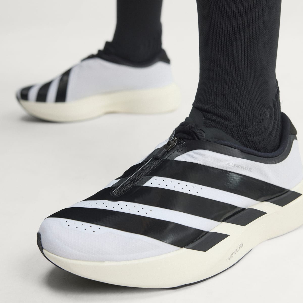 Adidas Women's Adizero EVO SL Zip Running Shoes - Cloud White / Core Black / Silver Metallic - Image 7