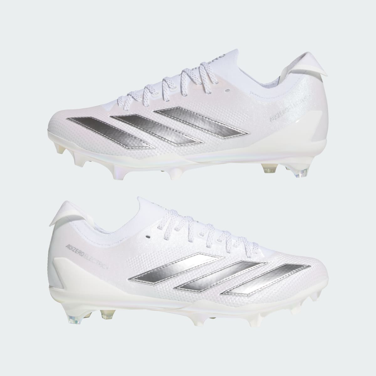 Adidas Men's Adizero Electric+ II Football Cleats - Cloud White / Cloud White / Silver Metallic - Image 7
