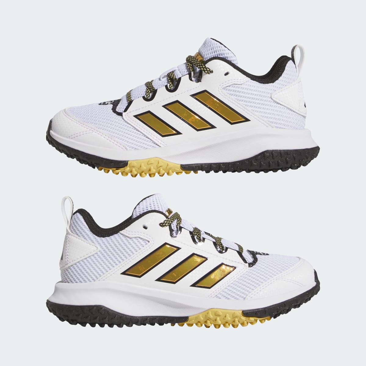 Adidas Kids' Adizero Impact 2 Turf Kids Baseball Cleats - Cloud White / Gold Metallic / Core Black - Image 7