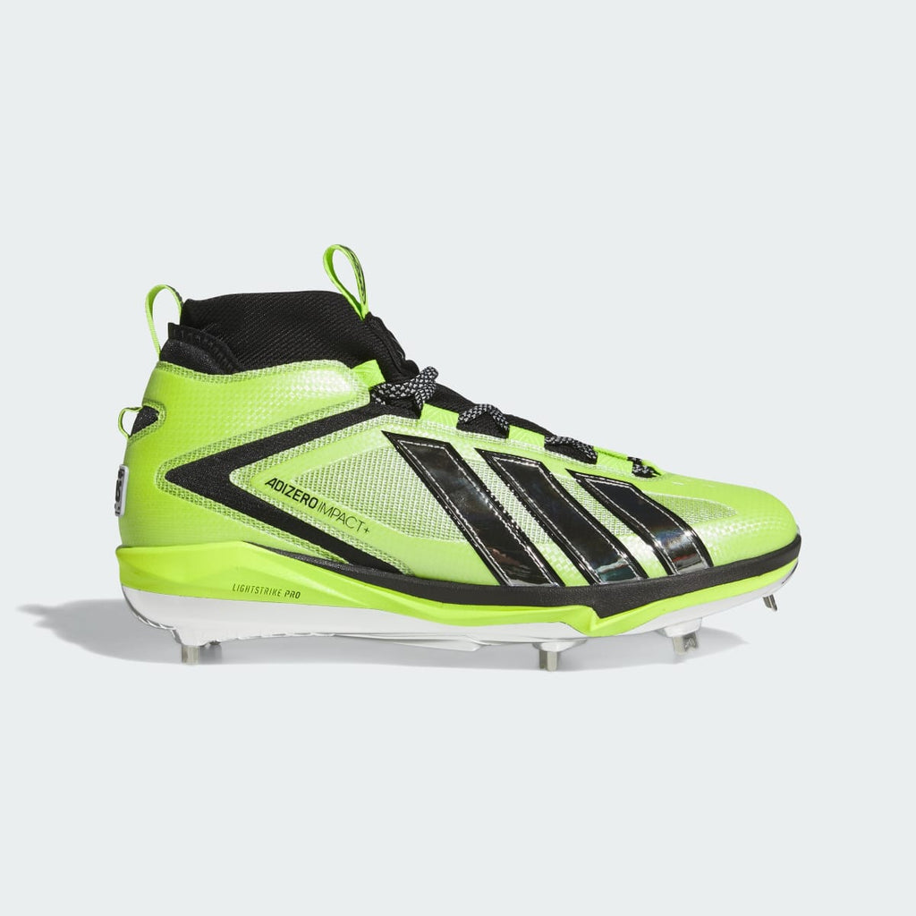 Adidas Men's Adizero Impact+ 3.0 Cleats Racing Team - Solar Slime / Silver Metallic / Core Black - Image 1
