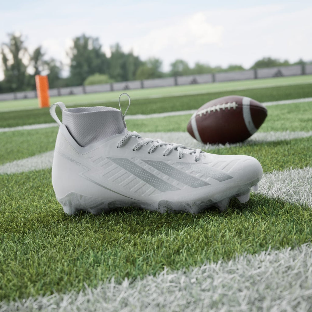Adidas Men's Adizero Impact II Currency Neutral Football Cleats - Cloud White / Silver Metallic / Cloud White - Image 3