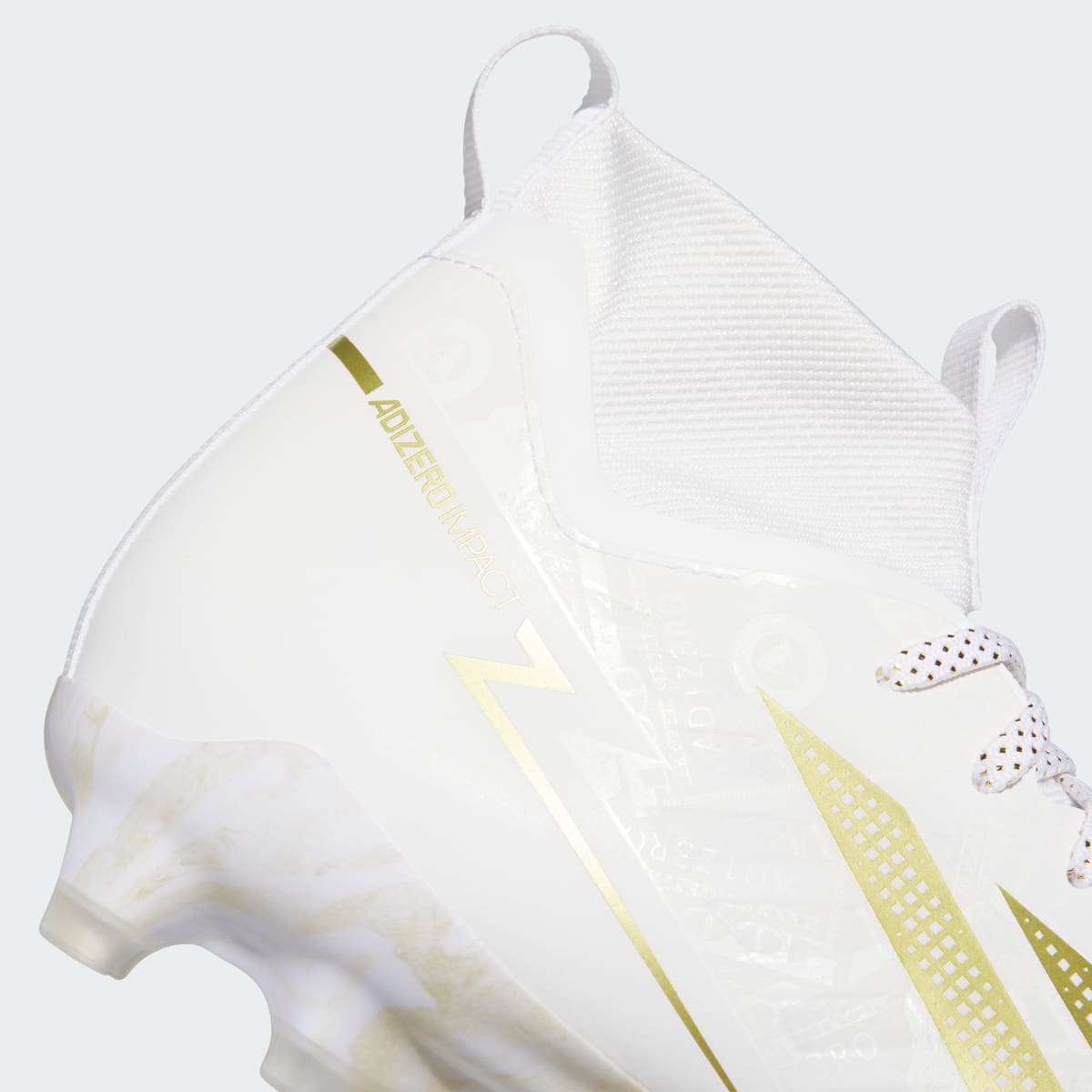 Adidas Men's Adizero Impact II Currency Neutral Football Cleats - Cloud White / Gold Metallic / Cloud White - Image 9