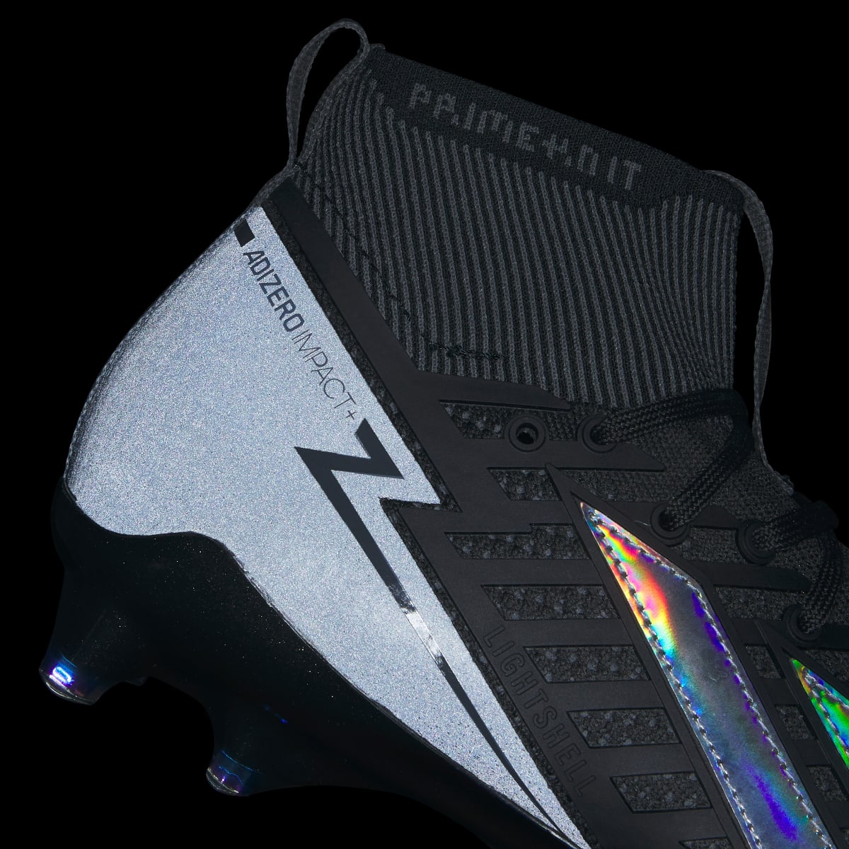 Adidas Men's Adizero Impact + II Football Cleats - Core Black / Silver Metallic / Grey Six - Image 9